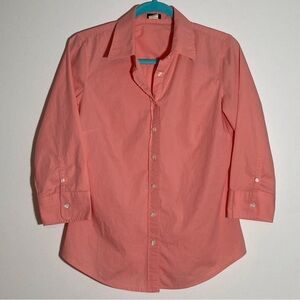 J.‎ Crew Coral Button Down Shirt | 3/4 Sleeves | Stretch Cotton